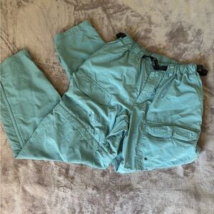 REI Convertible Blue Green Cargo Pants Size M Belted Nylon Hiking Outdoor
